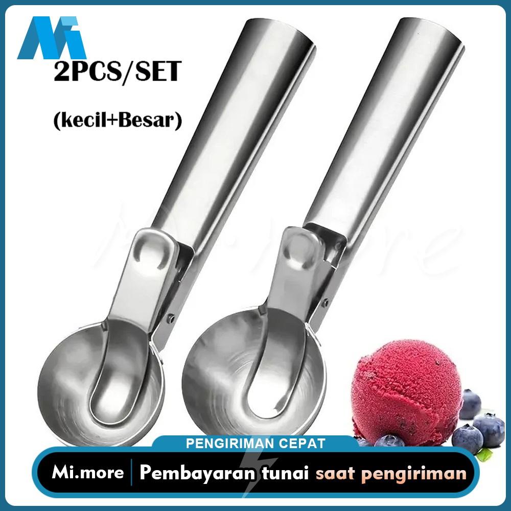 Mi.more Sendok Es Krim 2Pcs/Set(Kecil+Besar) Stainless Steel Sendok Es Krim Semangka Baller Sendok B