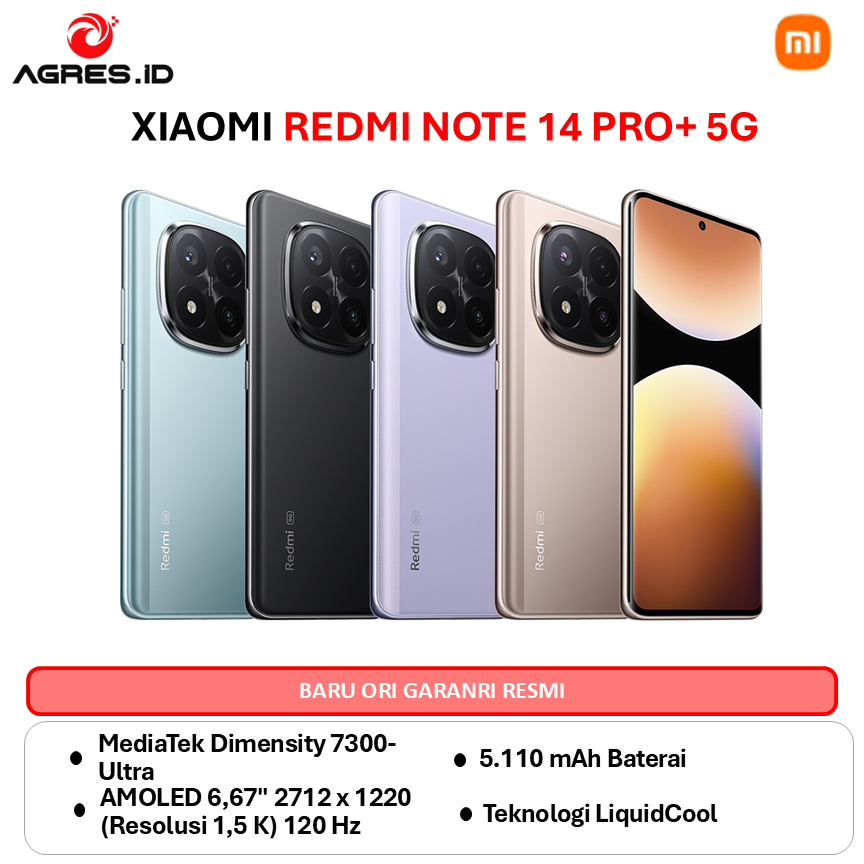 XIAOMI REDMI NOTE 14 PRO+ 5G 12GB 512GB PURPLE BLACK GARANSI RESMI INDONESIA