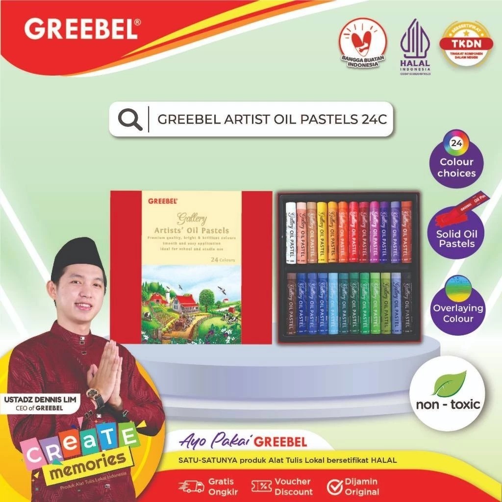 Greebel Artist Oil Pastel 24 Warna Crayon Greebel Artist