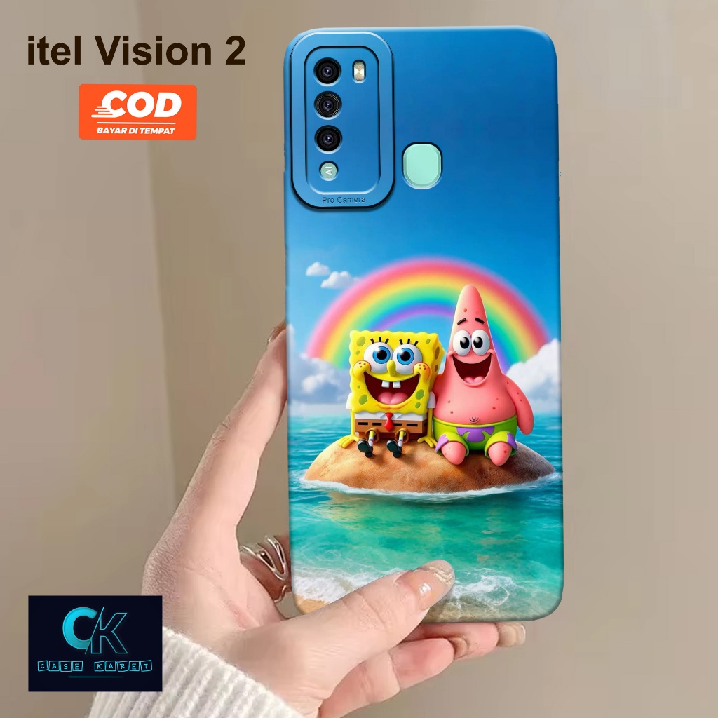 Case itel Vision 2 Terbaru - Fashion Case Spongebob - Case Karet - Casing Hp itel Vision 2 Terbaru -