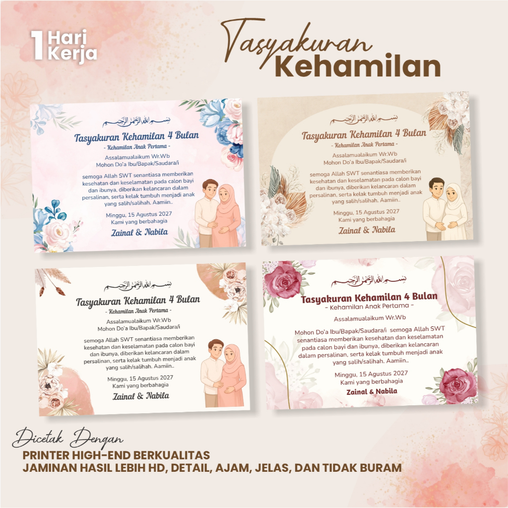 Cetak Stiker/Kartu Tasyakuran 4 Bulanan, Tasyakuran 7 Bulanan Kehamilan, Tasyakuran Kehamilan