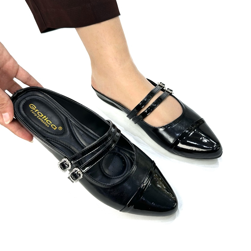 Gratica Sepatu Sandal Mules Flat Wanita Lancip AW 74