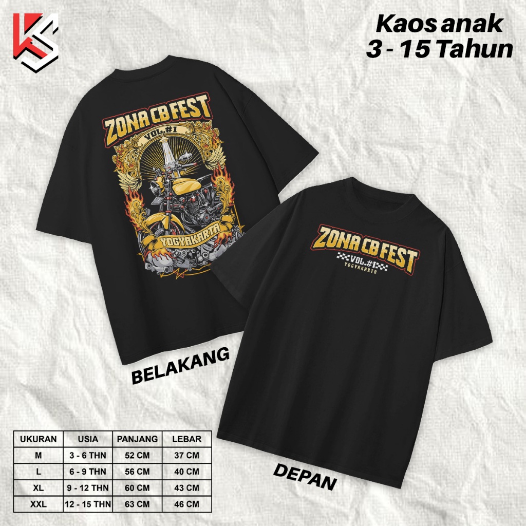 Kaos Anak KAOS ZONA CB FESTIVAL VOL 1 2025 ORIGINAL / KAOS ZONACB FEST / KAOS ANAK DAN DEWASA UNISEX