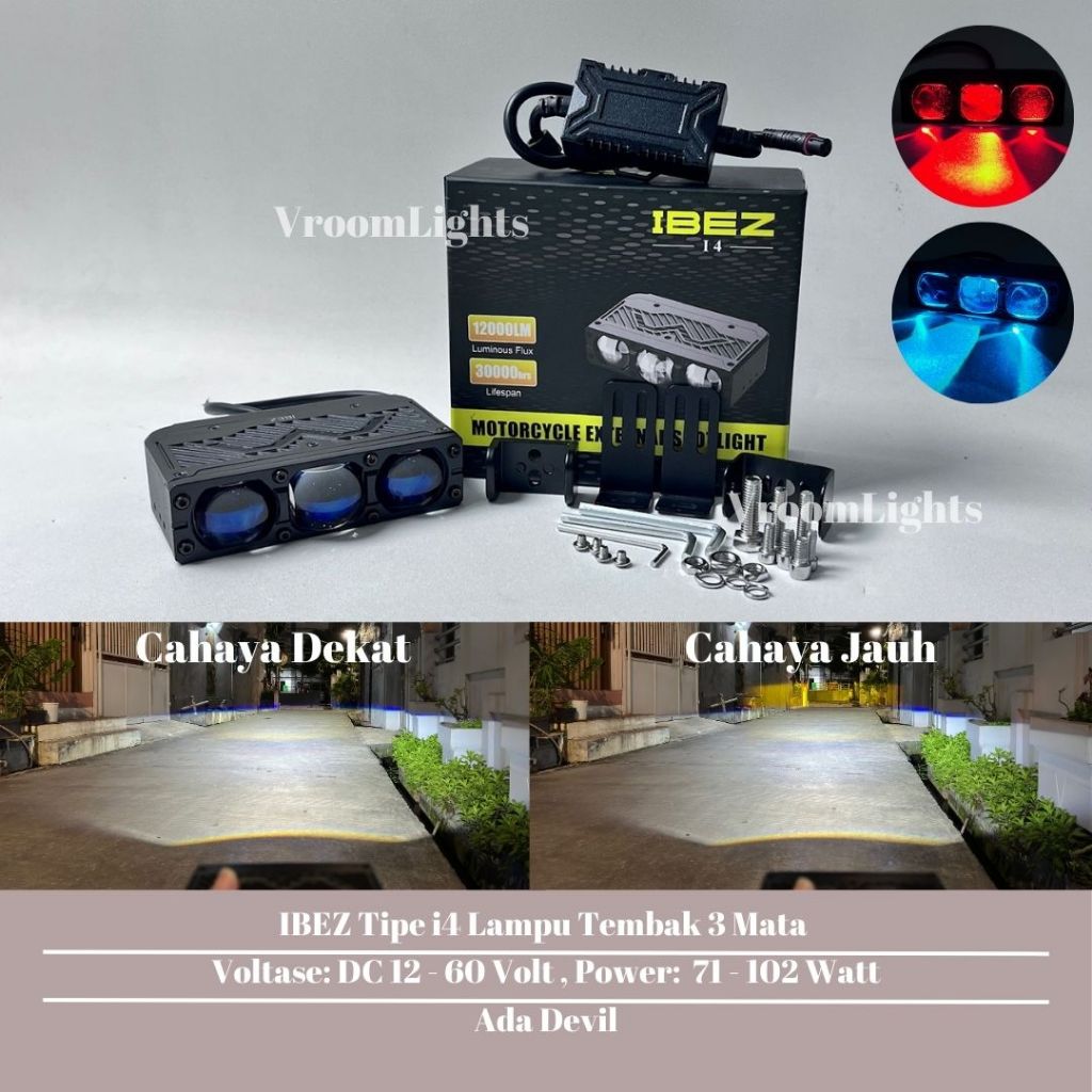 IBEZ i4 - Lampu Tembak Biled 3 Mata