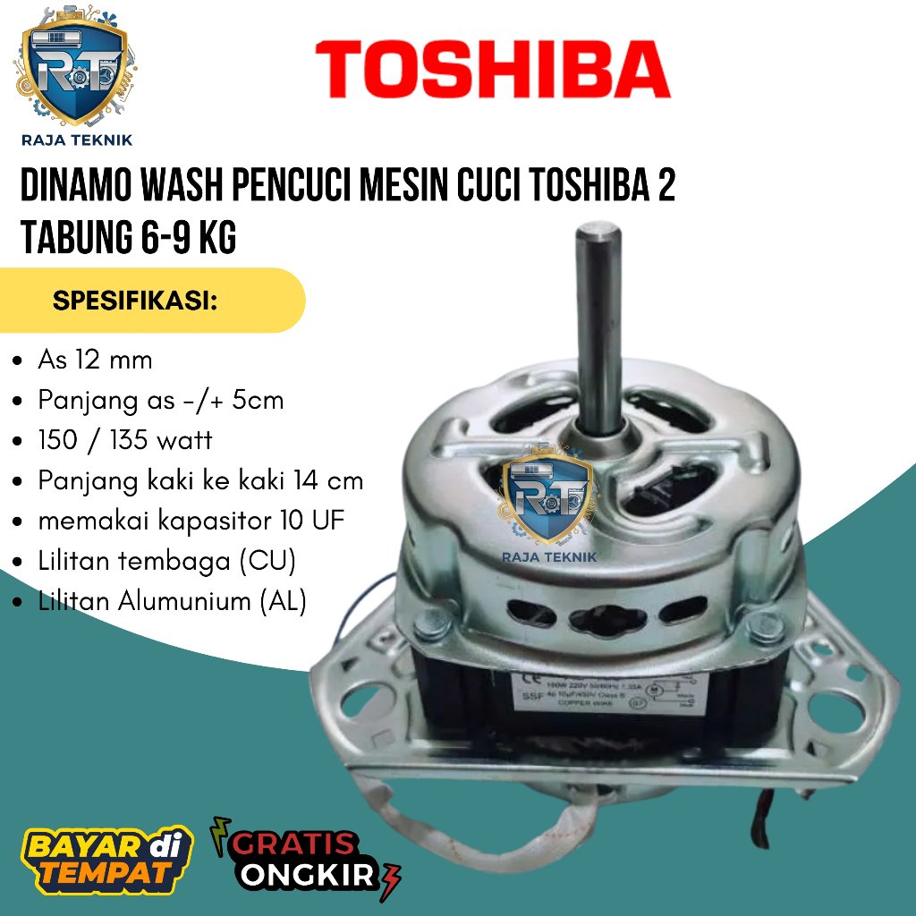 Dinamo Wash Pencuci Mesin Cuci toshiba 2 Tabung 6-9 Kg