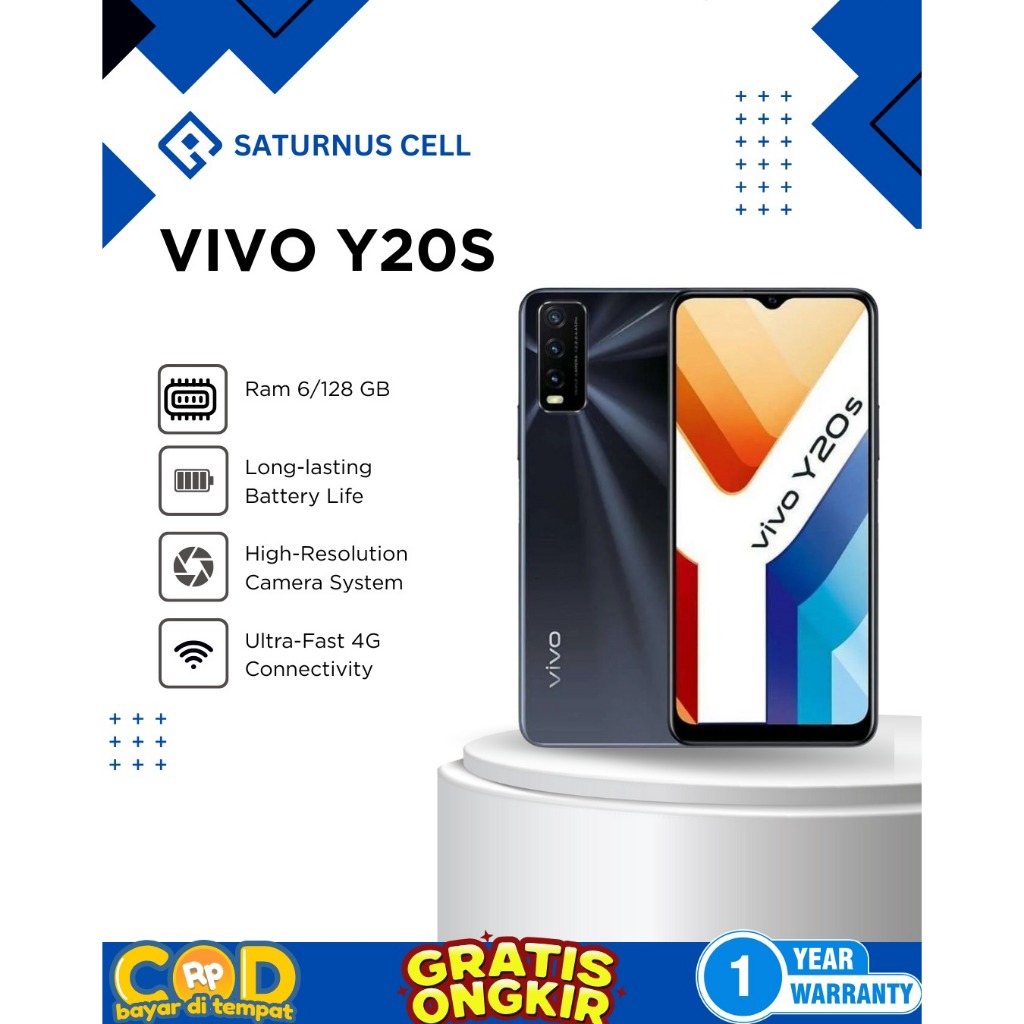 Handphone Vivo Y20s 6GB/128GB - Layar 6.51 inci, Baterai 5000mAh, Kamera 13MP, RAM 8GB