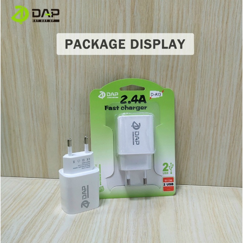 Adaptor Charger DAP D-A13 2USB 2.4A Batok Charger DAP Kepala Casan DAP D-A13 ORIGINAL