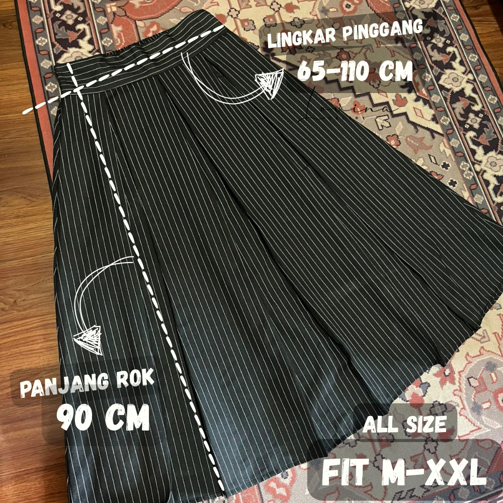 Big Sale Rok Rempel Stripe Salur Garis Korean Style Skirt Semi Woll Premium
