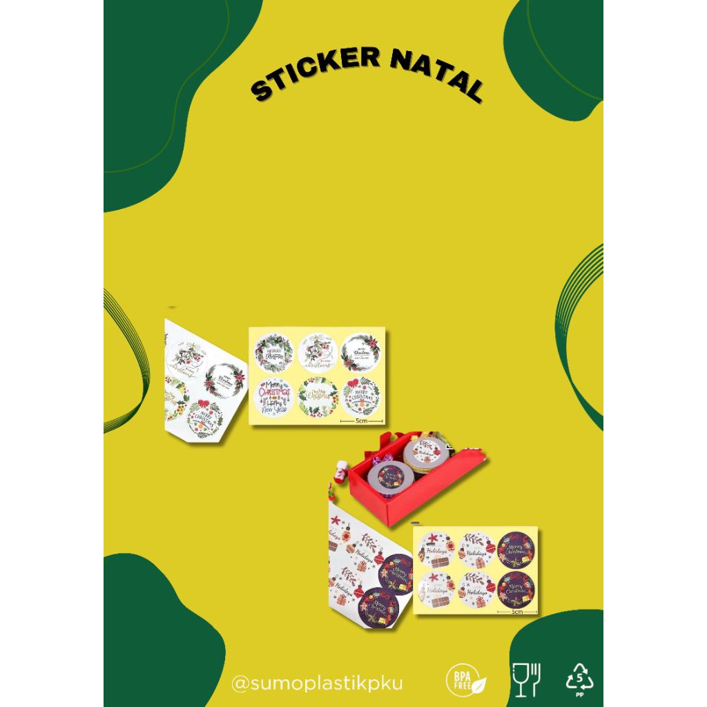 Sticker Toples / kotak / botol Natal Merry Christmas