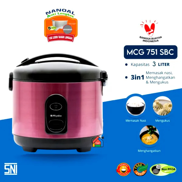 MIYAKO MAGIC WARMER MCG-751 SBC KAPASITAS 3 LITER | MAGICOM MIYAKO 3 LITER | RICE COOKER MIYAKO 3 LI