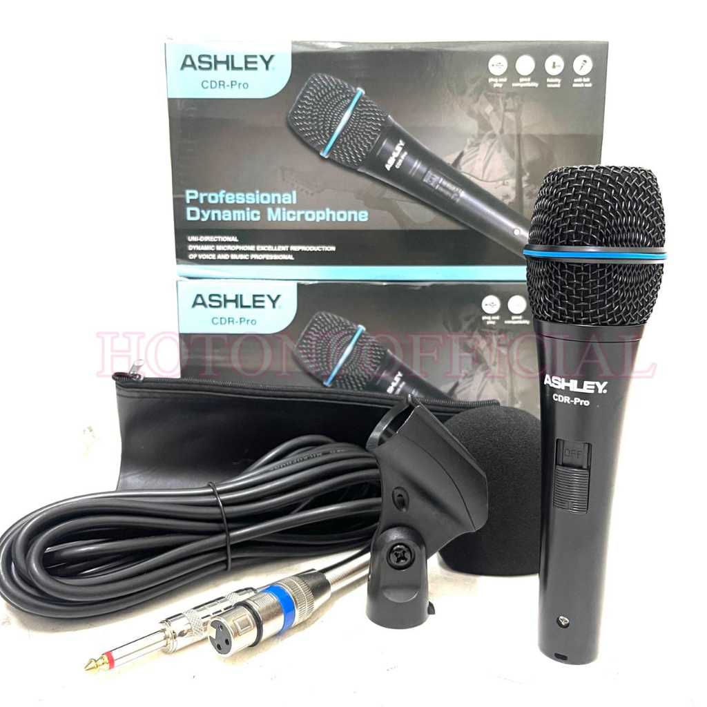 Mic Kabel Ashley CDR PRO Condenser Original Free Stand & Sarung Microphone Condensor Ashley CDR-PRO 