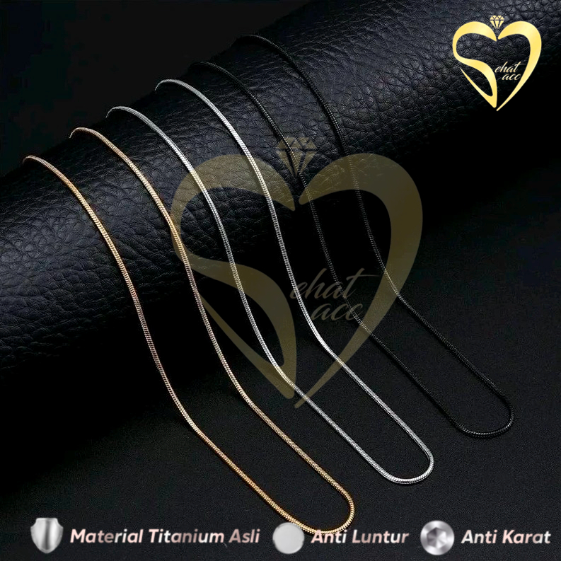 Kalung Titanium Belut Bulat Silver Anti Karat Pria Wanita Original Anti Luntur  Emas Perak Asli Cowo