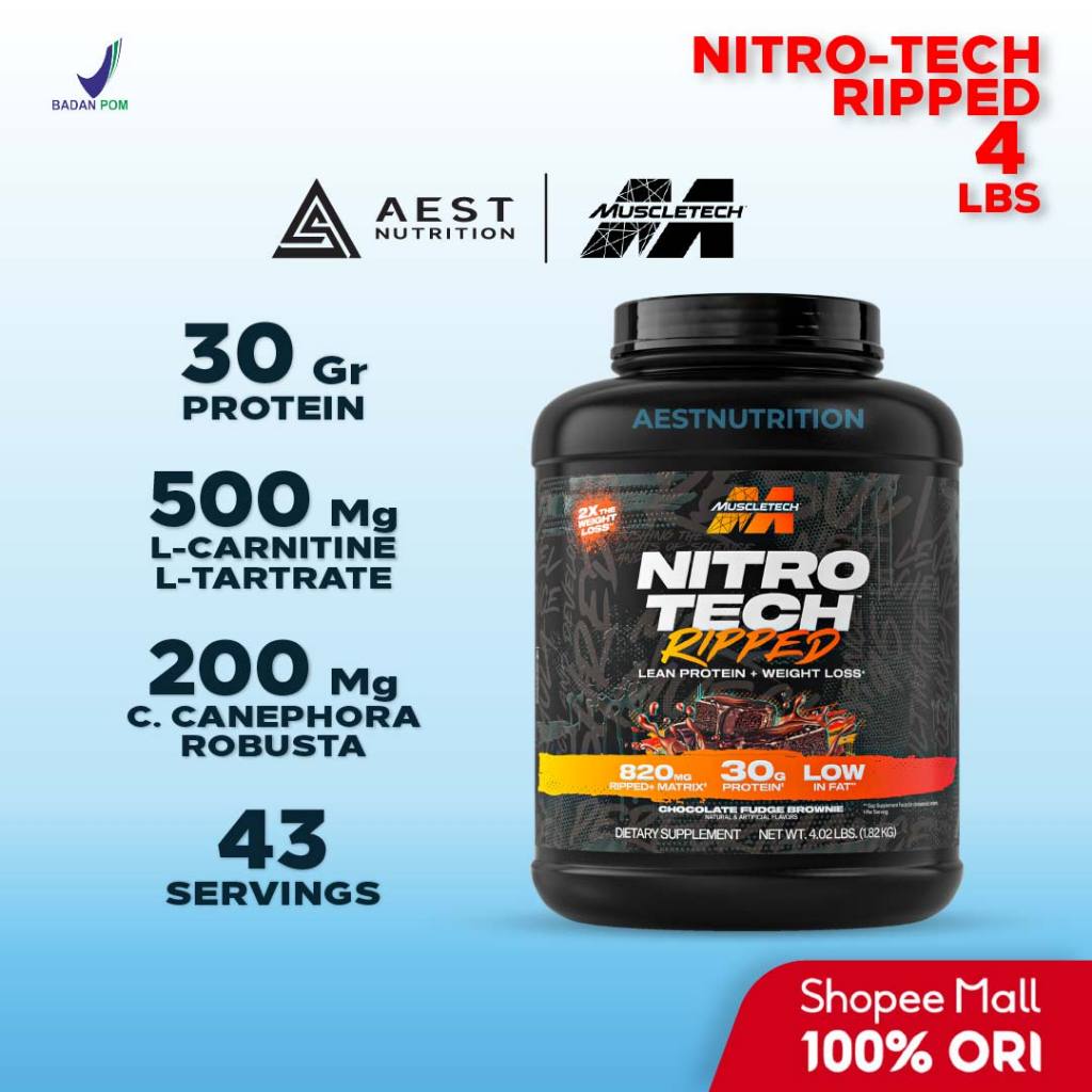 Muscletech Nitro-Tech Ripped 4 lbs - Susu Whey Protein Isolate + Fat Burner Nitrotech