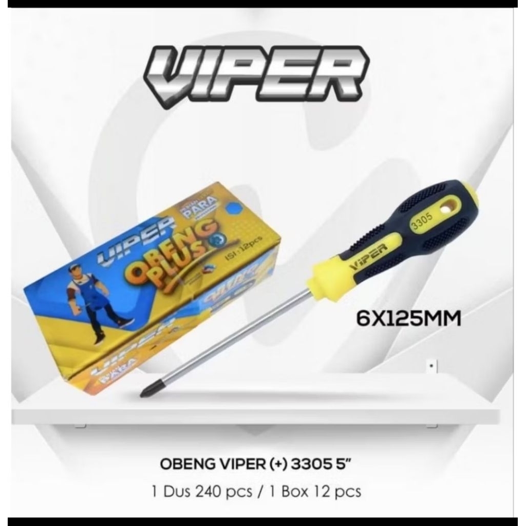 Obeng Plus Gagang Besar Panjang  5"VIPER