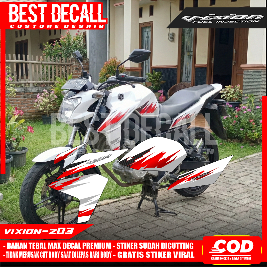 Striping Vixion NVL Transparan Bahan MaxDecal Model Minimalis Warna Red|Merah Ready Stok Vixion-Z03