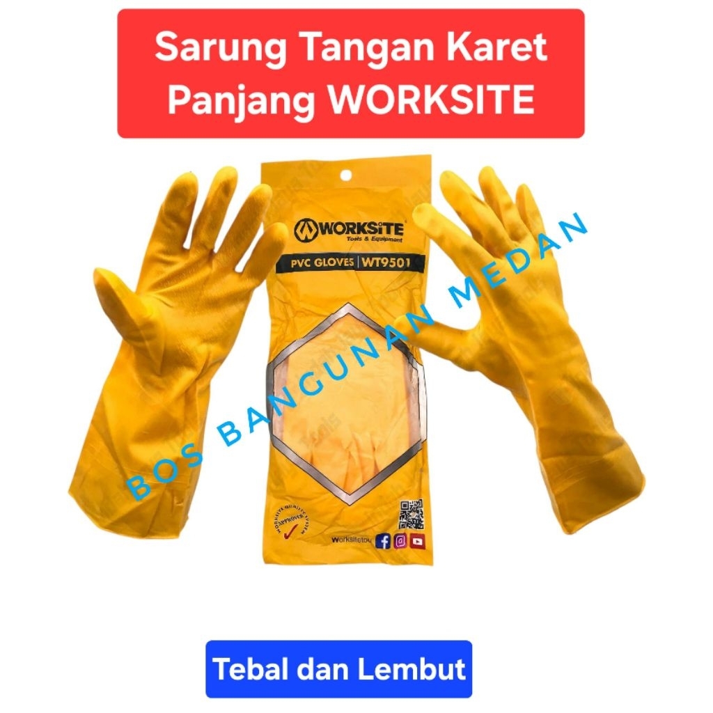 Sarung Tangan Karet Latex Tebal WORKSITE / Sarung Tangan Karet Berkebun / Sarung Tangan Karet proyek