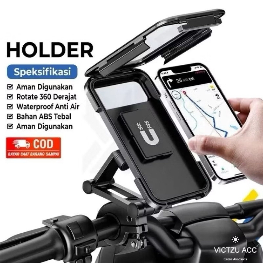 Holder HP Motor Waterproof Bracket HP GPS Handphone Anti air