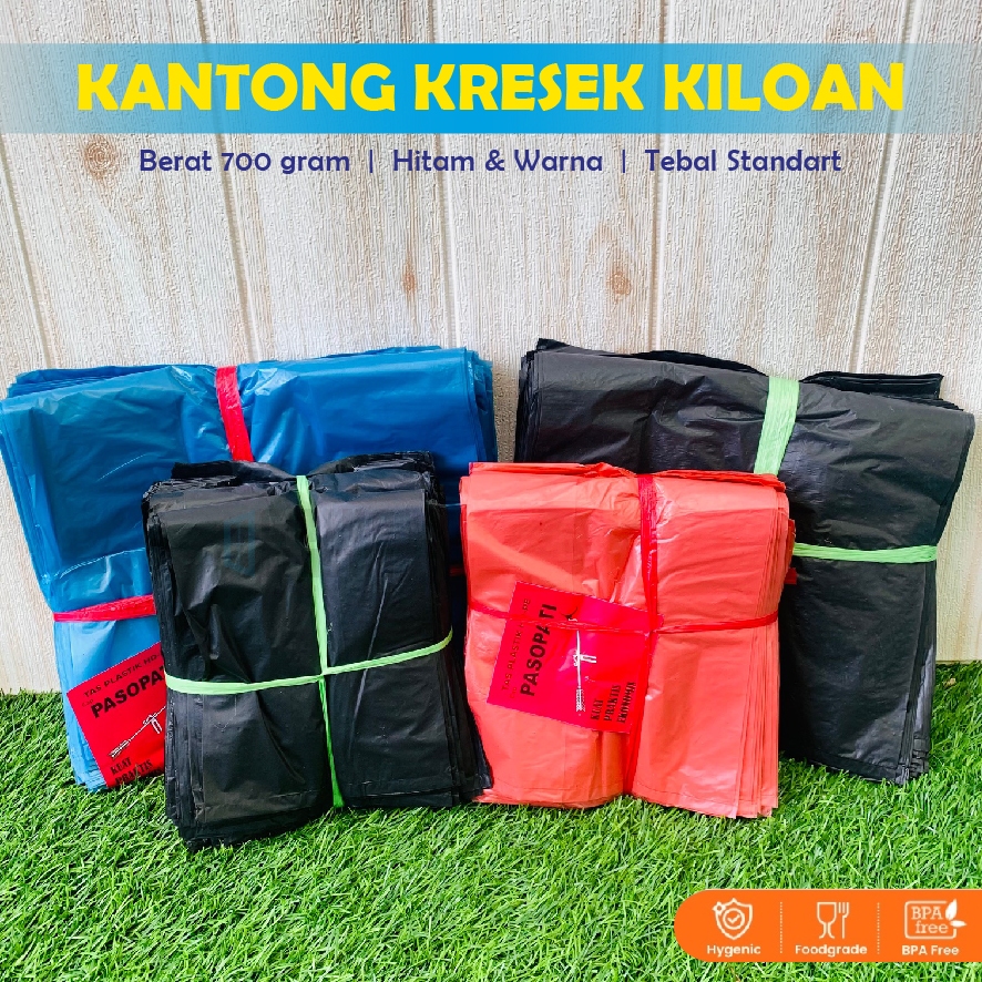 [700gr] Kantong Kresek Kiloan Warna | Kresek LOS Hitam | Kresek Hitam | kresek warna