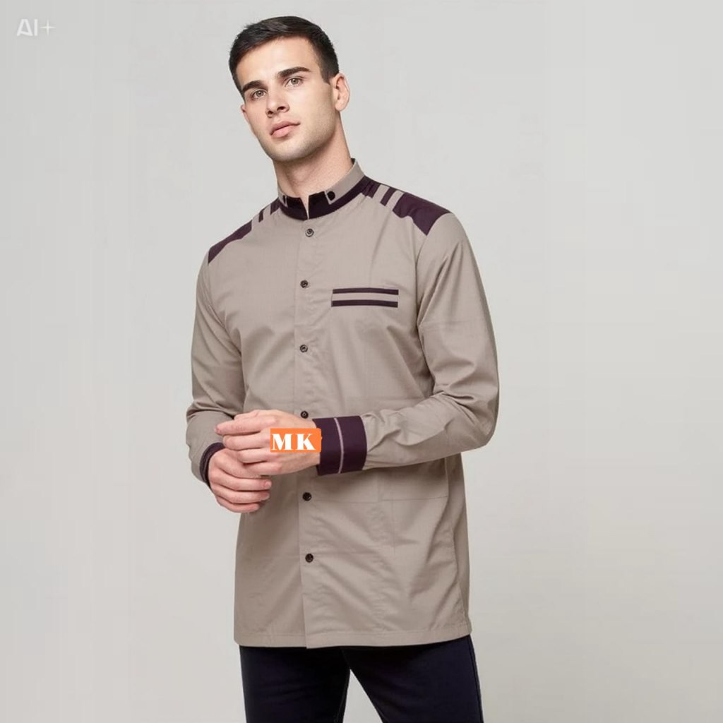 Baju Koko azzahir motif Adidas kemeja Koko Hadroh Abha Baju muslim Gus Azmi Lengan panjang terlaris