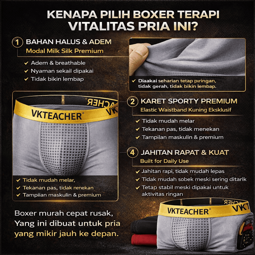 Celana Boxer Magnetik Pria – Celana Dalam Terapi Herbal Penunjang Vitalitas