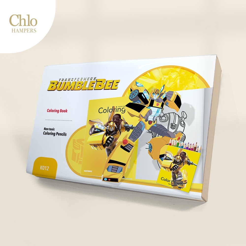 K012 Transformers Bumblebee - Souvenir Ulang Tahun Mainan Anak Buku Mewarnai Dan Pensil Warna