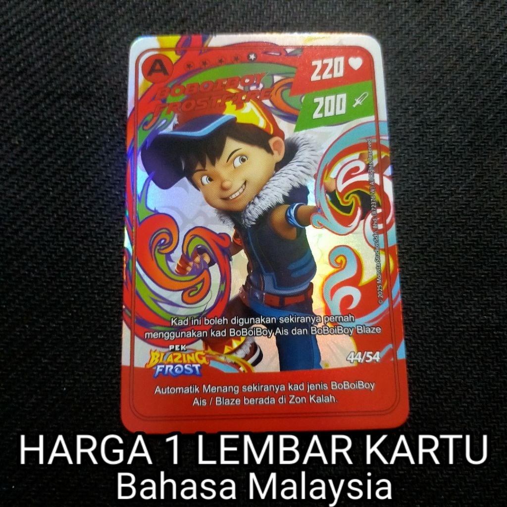 (HARGA SATU KARTU) Boboiboy Monsta Galaxy Card Boboiboy Frostfire Dari Pek Blazing Frost
