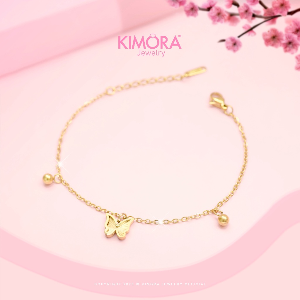 Kimora - Gelang Rantai Titanium Cantik Wanita Alane Lapis Emas Asli 18k Gtt339