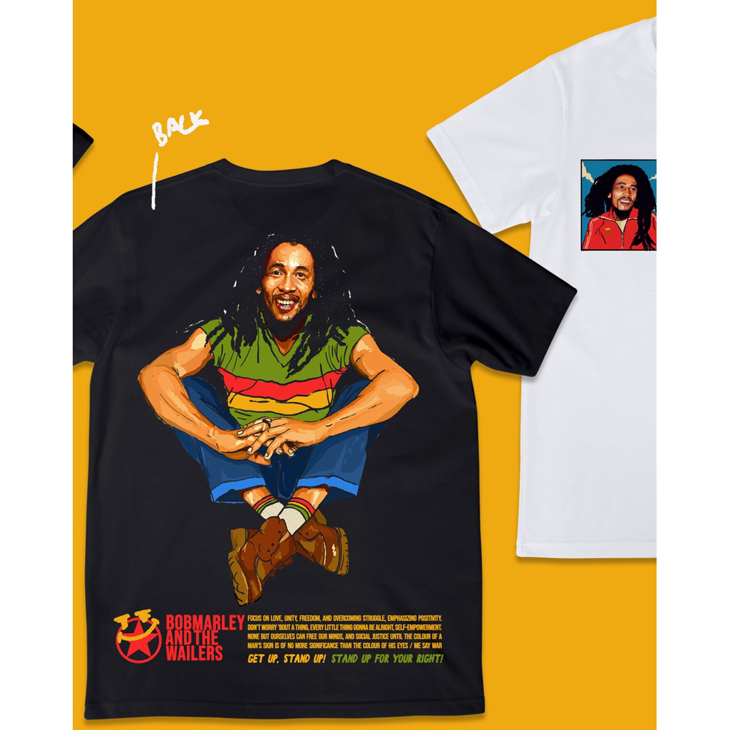 Kaos Bootleg “BOB MARLEY” T-Shirt Band original illustration | 100% COTTON COMBED 24s Premium