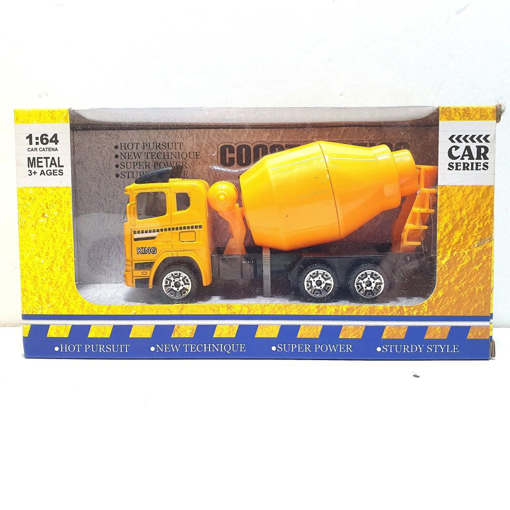 mainan diecast a die-cast toy mixer truck in a display box. Truk molen.It is part of the "Car Series