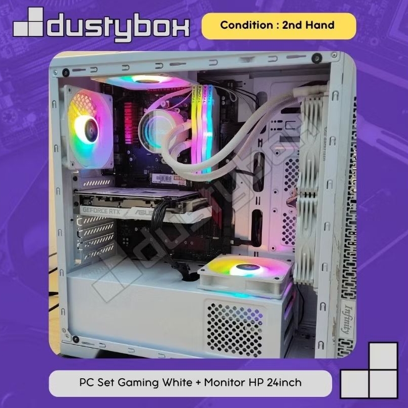 PC Set Gaming White + Monitor 24 Inch