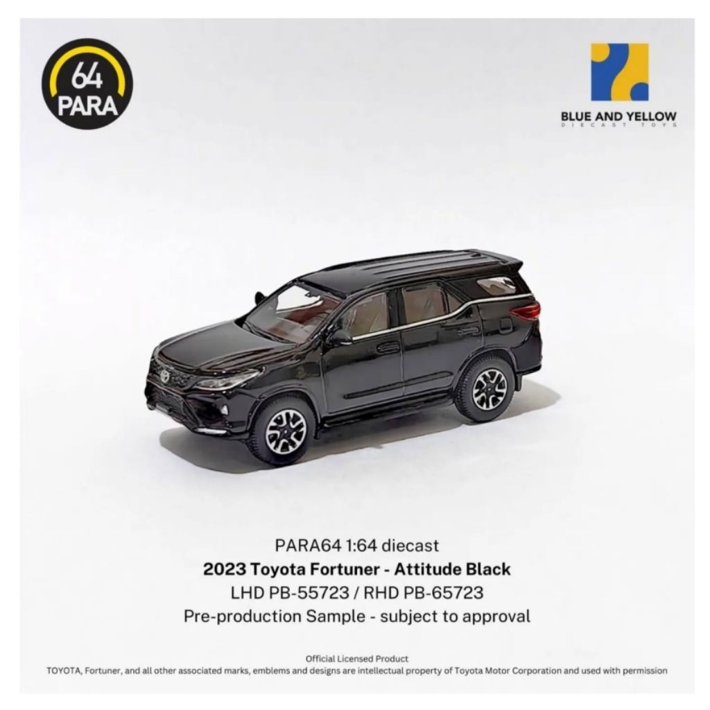 PARA64 1/64 #65723 Toyota Fortuner Attitude Black PB-65723 PB65723 RHD Miniature Diecast Mobil Pajan