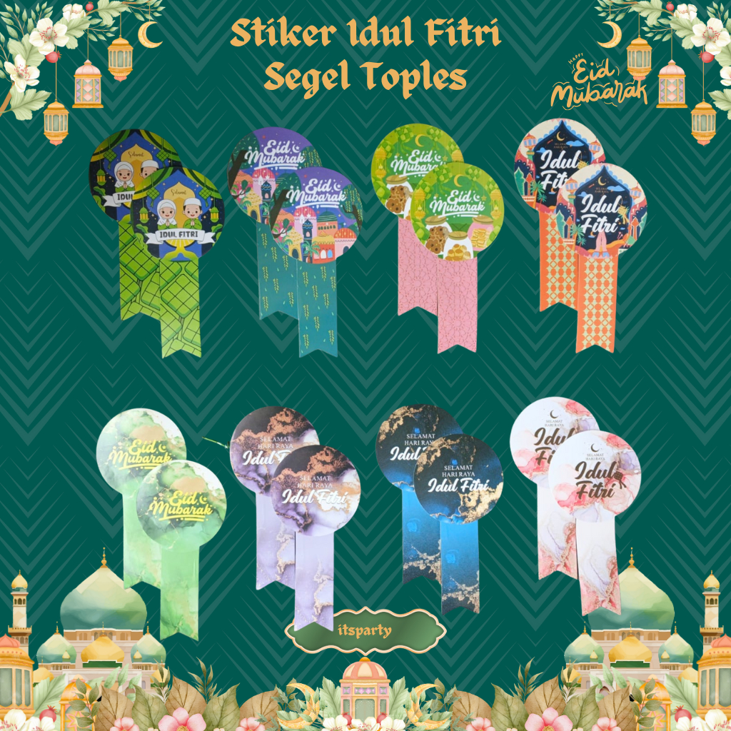 Stiker Segel Toples Idul Fitri perpcs | Stiker Segel Toples Kue Kering Lebaran | Stiker Label Ramadh