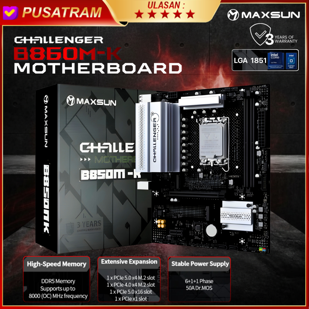 MAXSUN Challenger B860M-K Motherboard DDR5 LGA 1851 Micro ATX KYO Group Motherboard LGA 1851 M-ATX D