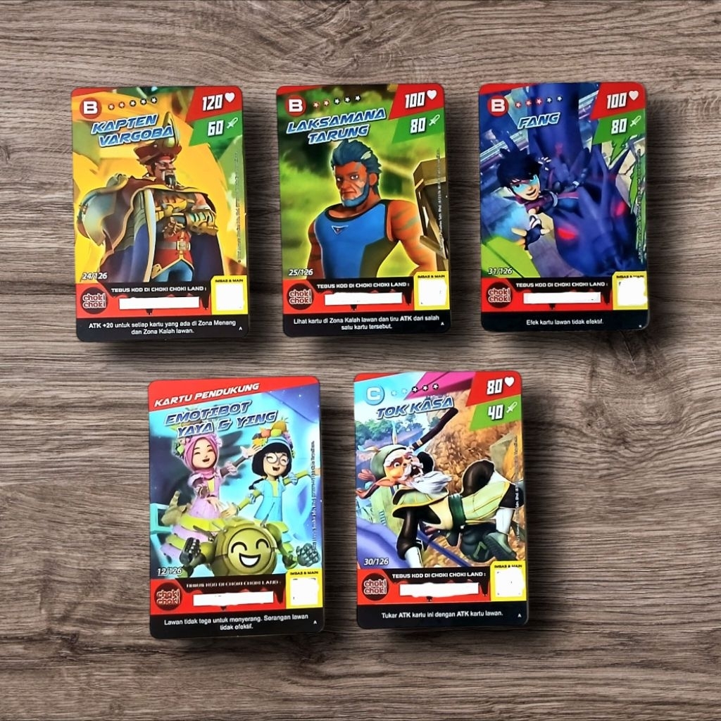 PAKET 5pcs Kartu Karakter Boboiboy Choki-Choki DF