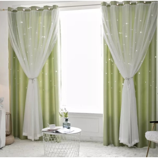 gorden tinggi 2 meter x lebar 150cm bolong bolong bintang hordeng smokring gordeng sku65