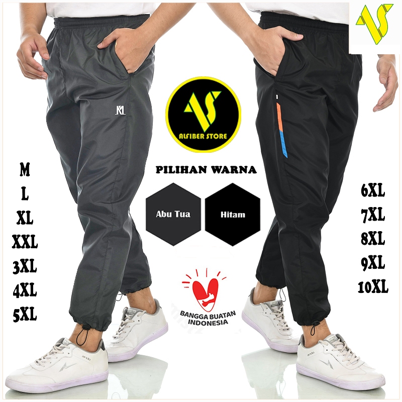 Celana Training Panjang Olahraga Parasut Premium Jogger Olahraga (Standard, Jumbo dan Super Jumbo)
