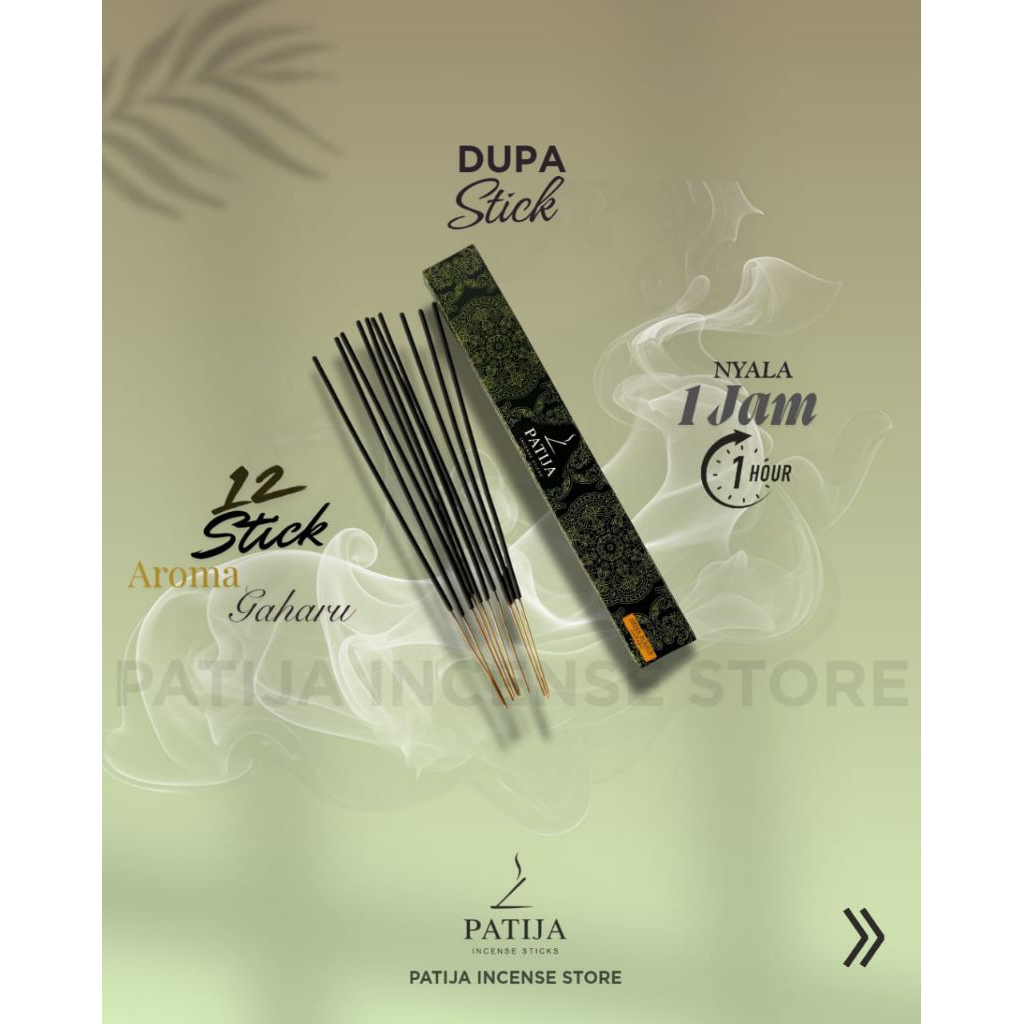 Dupa Stik Aromaterapi by Patija - Dupa Aroma Gaharu Natural Alami isi (12 pcs)