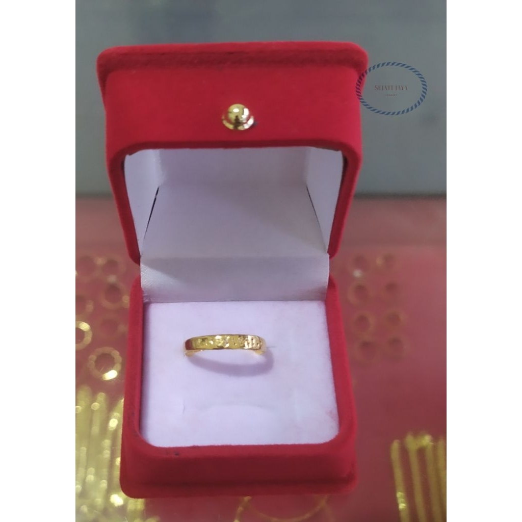 Cincin 1/2 rantai halus emas kadar 24 karat