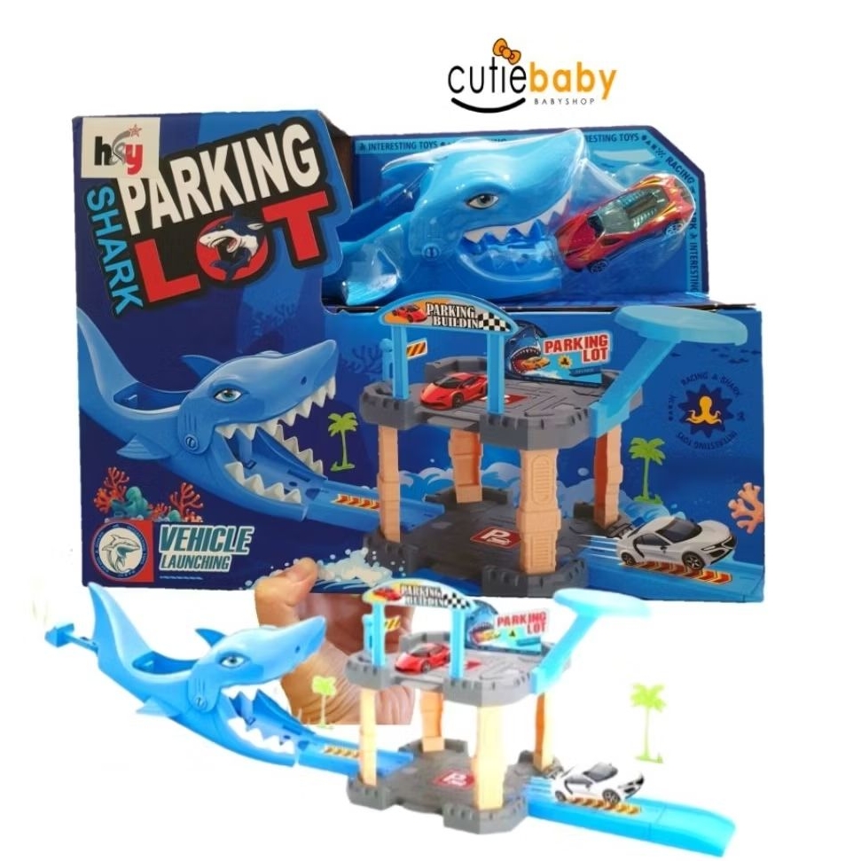 [CUTIETOYS] MAINAN ANAK MOBIL-MOBILAN SNI | SHARK PARKING LOT - LINTASAN MOBIL HIU & GEDUNG PARKIR T