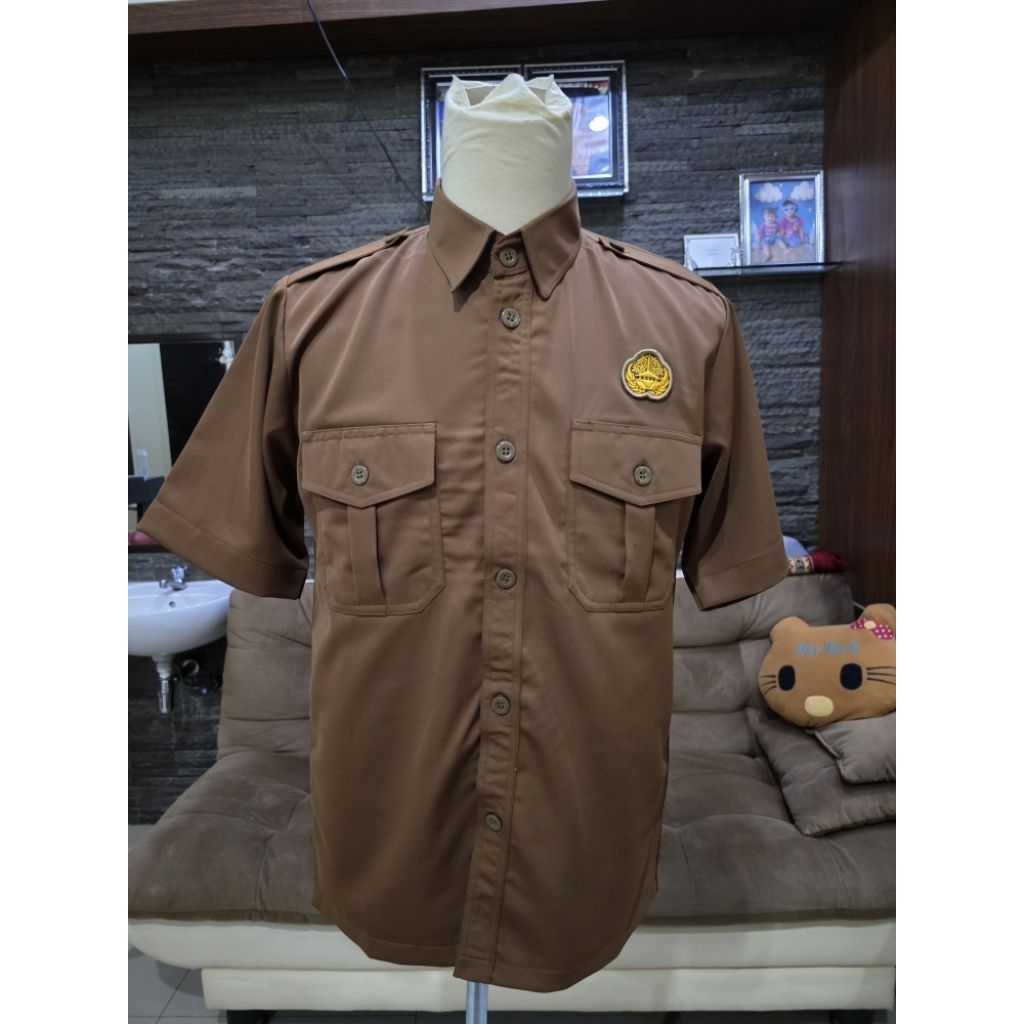 SERAGAM DINAS PNS/ASN BAJU KUNING KHAKI LAKI LAKI 1 STEL PALEMBANG/SERAGAM PEMDA KUNING KHEKI TERBAR