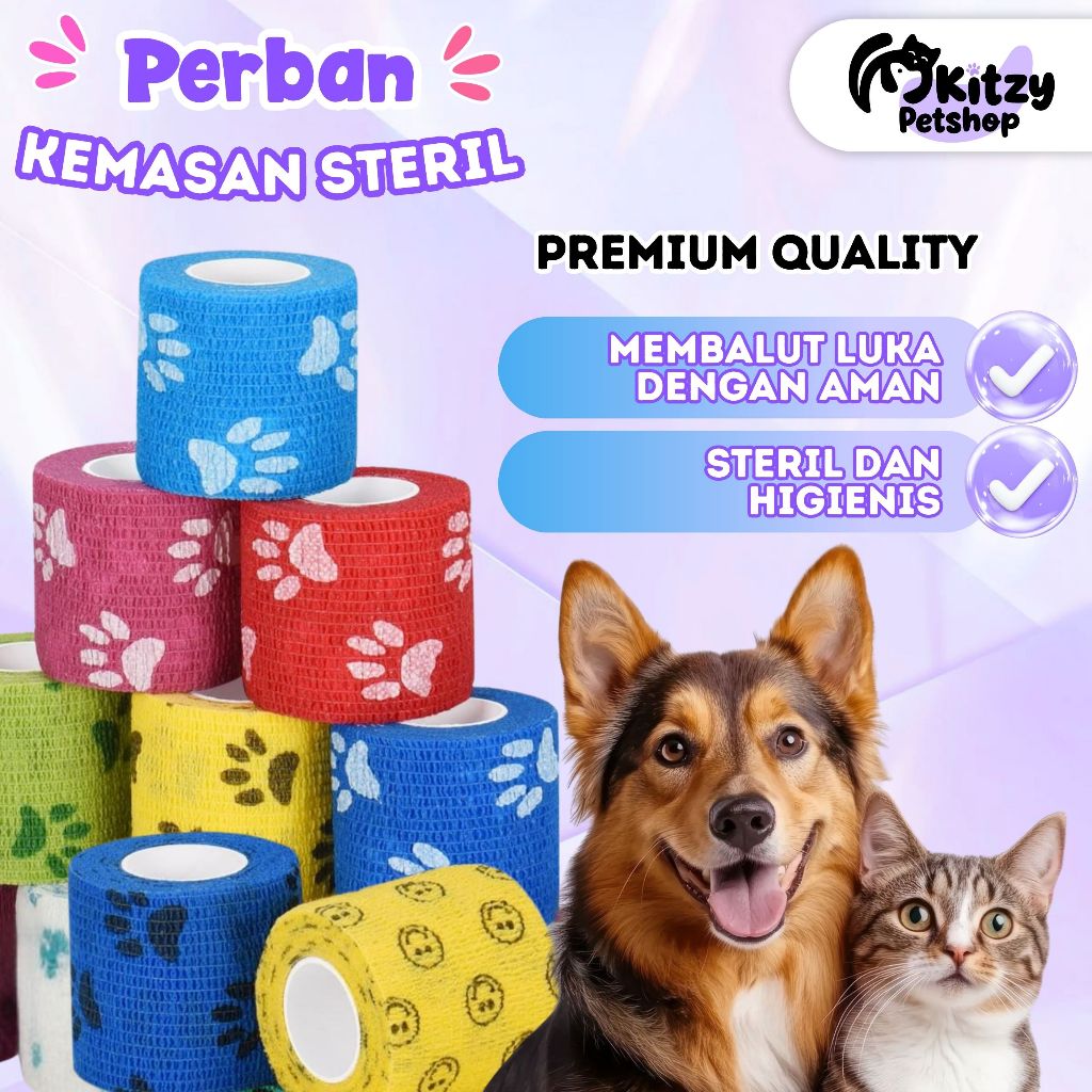 Perban Kucing Patah Tulang Kaki Elastis Pelindung Luka dari Jilatan KITZY