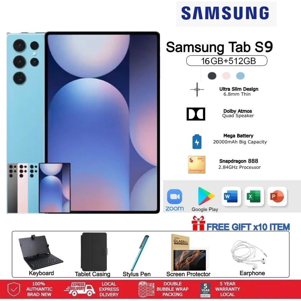 Samsung Galaxy S9 Tab 11 Inch 2026 | 5G/4G LTE | 16GB RAM 512GB ROM | Dual SIM | Android Tablet