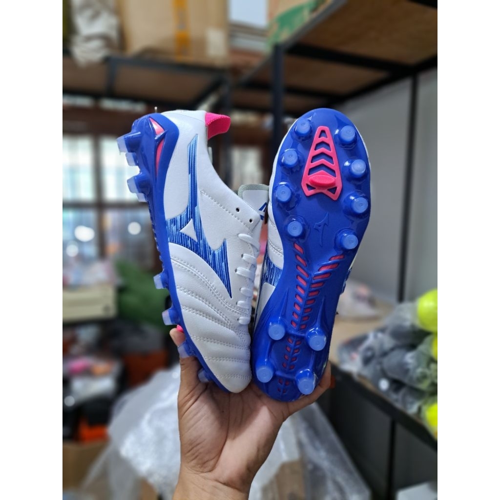 Sepatu Bola Soccer Mizuno Neo IV White Blue Pink FG