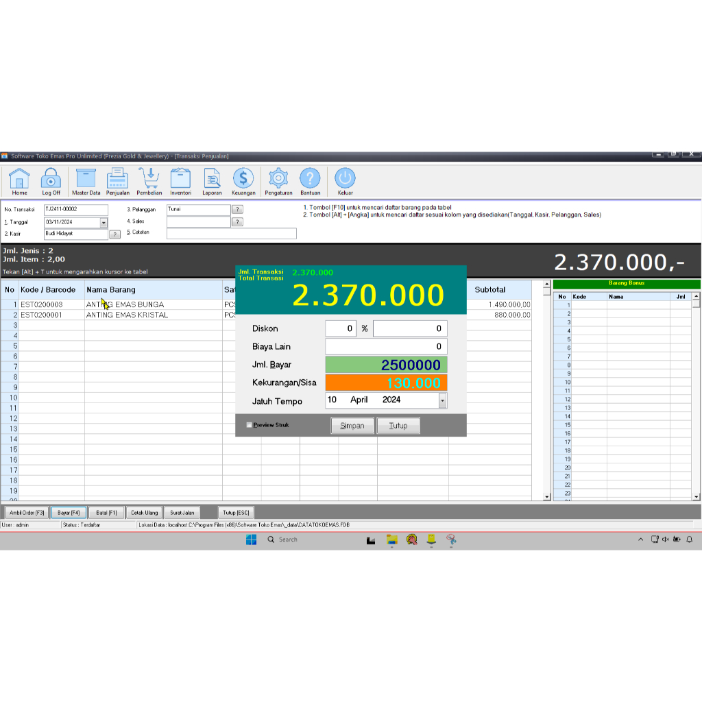 Software Toko Emas Pro