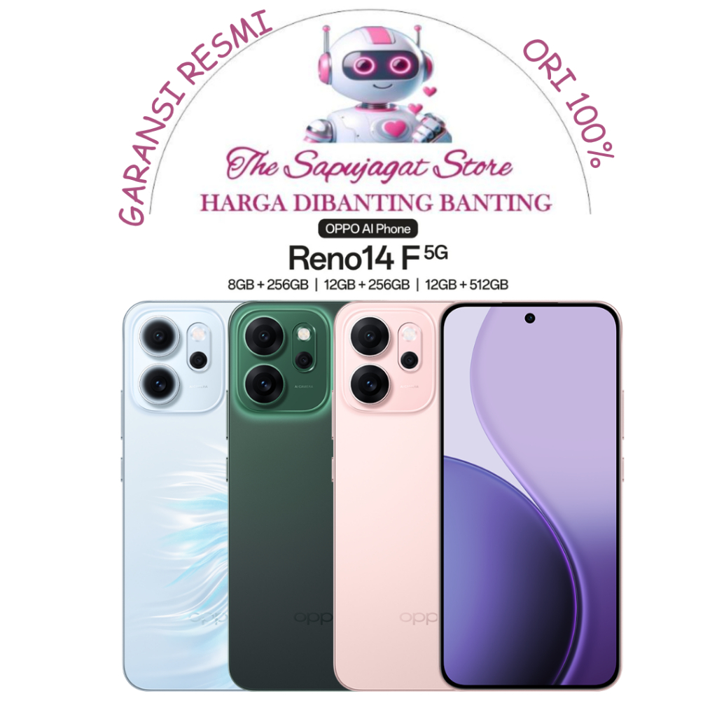 Oppo Reno 14F 5G 8/256 12/256 New Garansi Resmi Promo Bandung