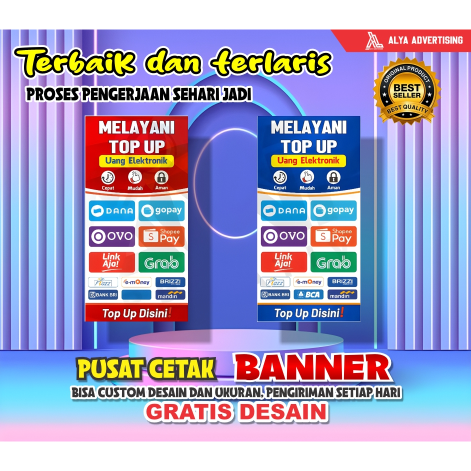BANNER BENTUK BERDIRI - (BUKAN) TOP UP SALDO/ E-WALLET SPANDUK (BUKAN) TOP UP TERMURAHH
