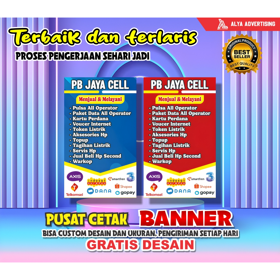 Spanduk/Banner Konter Pulsa/ATM Mini Backdrop Konter/MINI ATM Murahhh