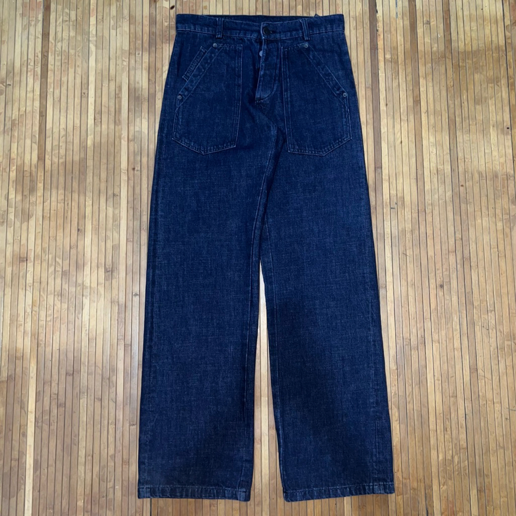 ZARA MAN DARK NAVY FATIGUE CARPENTER JEANS DENIM