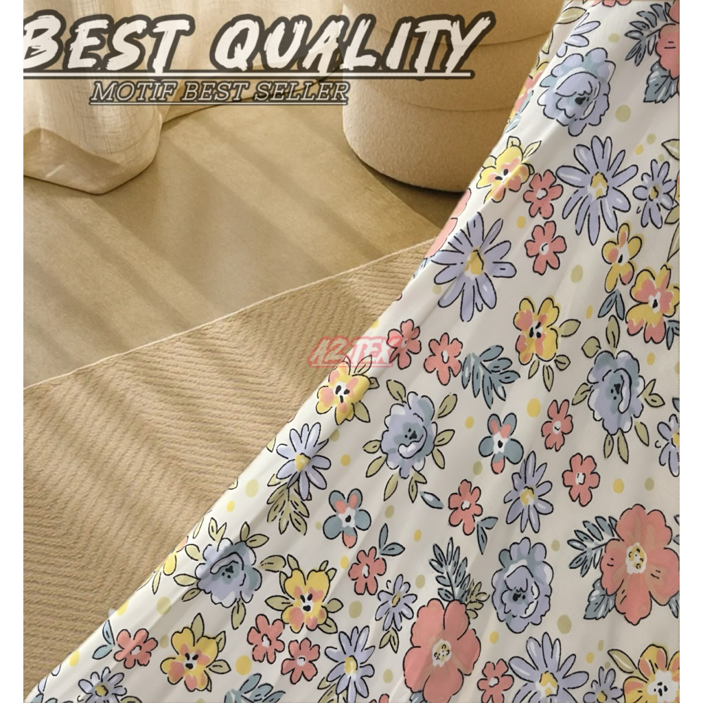Kain Katun Rayon || Kain Rayon Viscose Premium || Kain Rayon Motif Bunga Kecil Import || Kain Metera