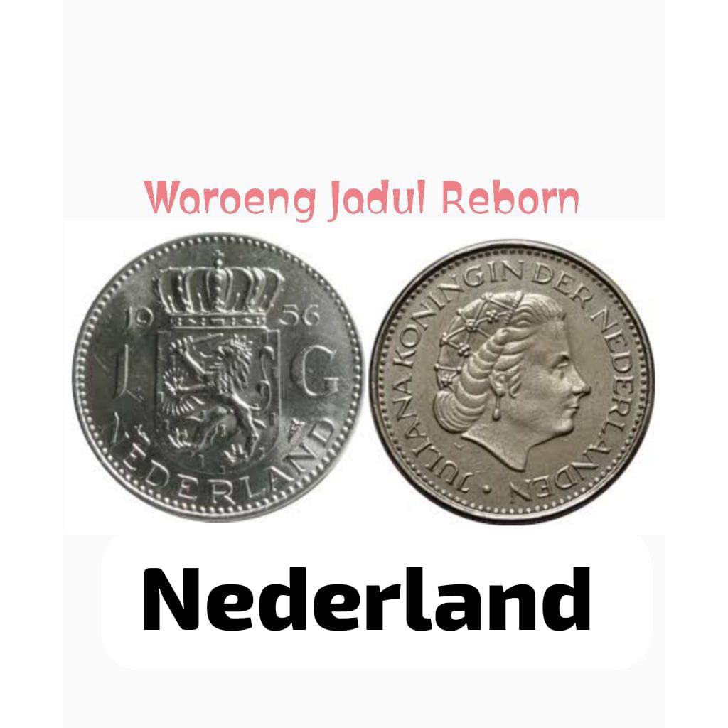 Koin 1 Gulden Juliana Nederland Belanda tahun acak Koleksi Coin Logam Lama Kuno Jadul Langka Antik A